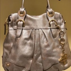 B Makowsky Gold and Silver Metallic Purse with dust bag